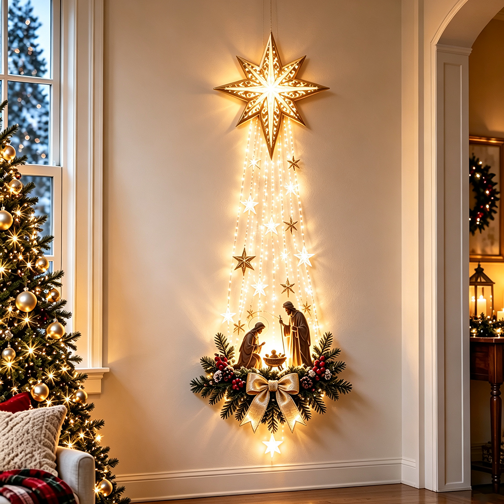 ✨Last Day 49% OFF✨✝️ Bethlehem Star – Lighted Nativity Wall Decor