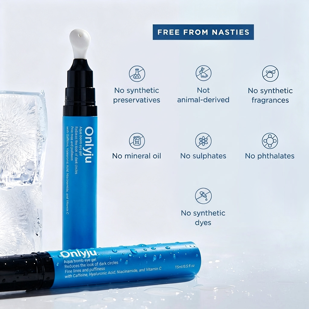 Cooling Eye Gel with Ceramic Tip | Caffeine, Niacinamide & Hyaluronic Acid Depuff Under Eye Treatment