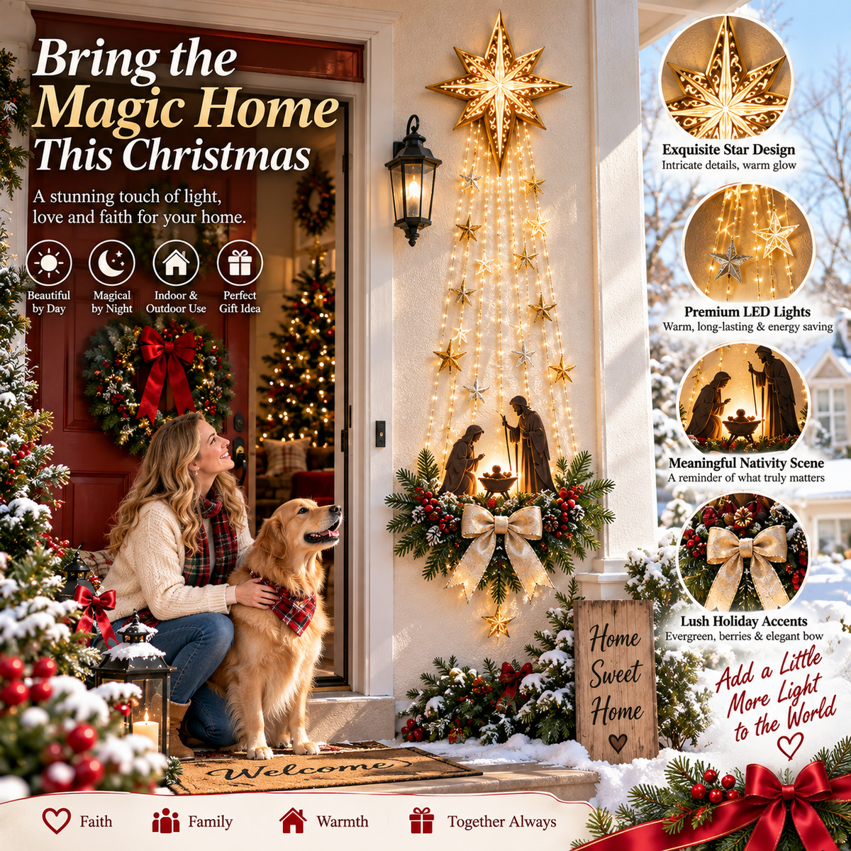 ✨Last Day 49% OFF✨✝️ Bethlehem Star – Lighted Nativity Wall Decor